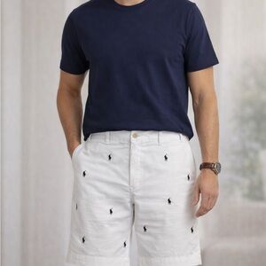 Polo Ralph Lauren Pony Embroidered Logo Men's White Shorts Size 40 Preppy
